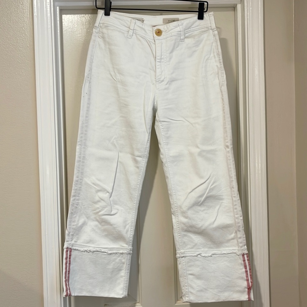 Anthropologie | Pilcro high-rise, wide-leg white jeans, size 27 Great condition!